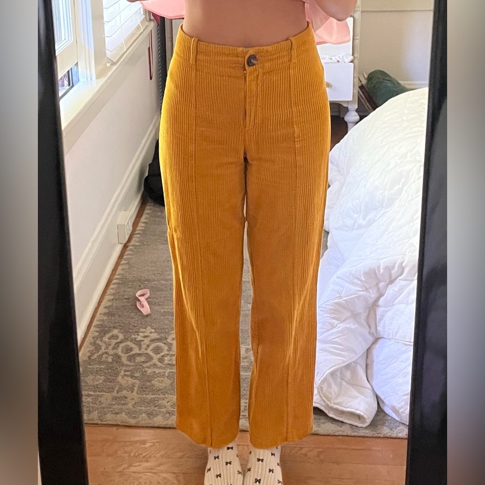Topshop Mustard Corduroy Straight Leg Pants